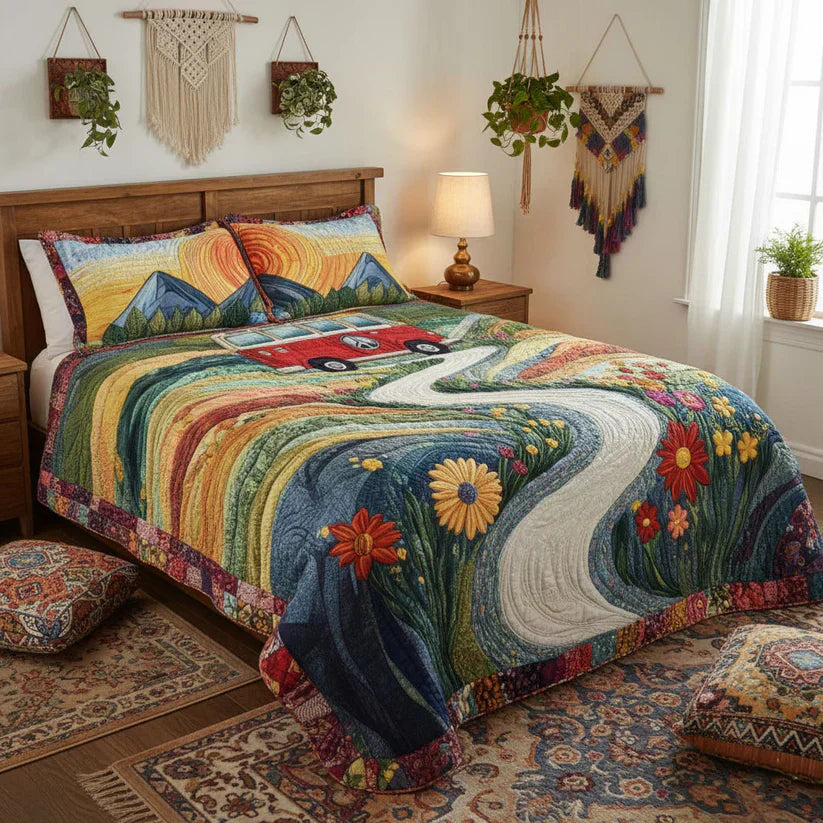 Ensemble de lit matelassé de 3 pièces - Voyage Vintage