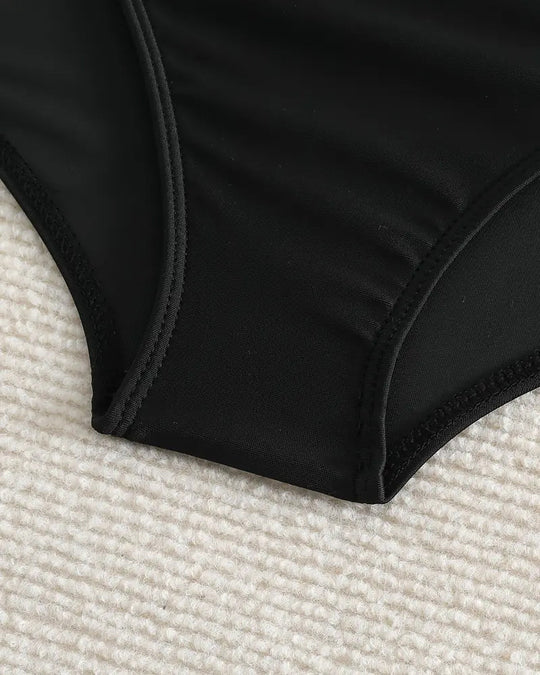 Bas De Maillot Plissé Uni Taille Haute