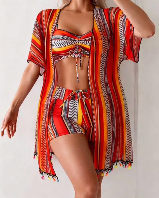 maillot de bain trois pièces bikini imprimé vacances