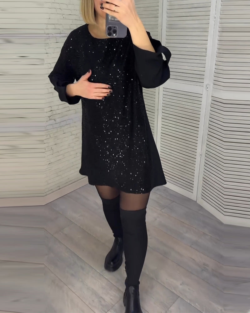 Robe à manches froncées et sequins