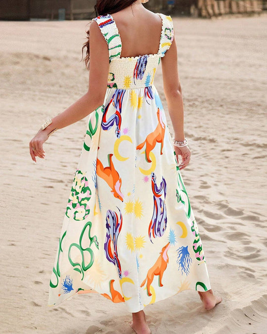 Robe sans manches à imprimé animal coloré