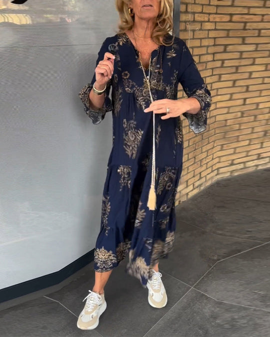 Robe Vintage ample à col en V