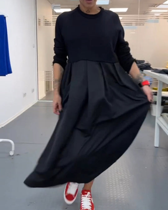 Robe longue décontractée de couleur unie