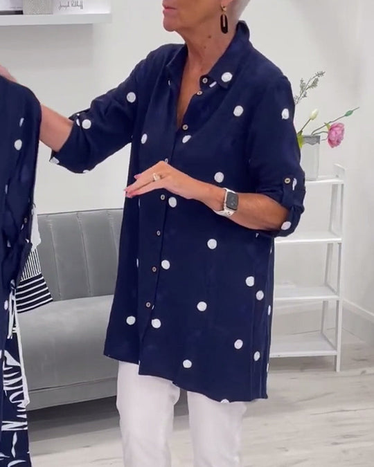 Chemise décontractée à revers imprimé à pois