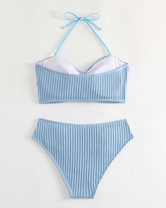 Maillot De Bain Halter Uni Rayé