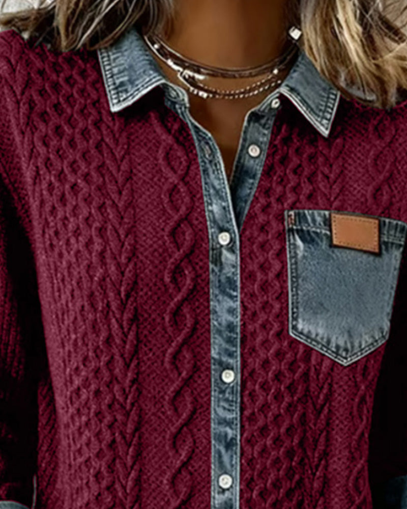 Chemise Manches Longues À Patchwork Jean
