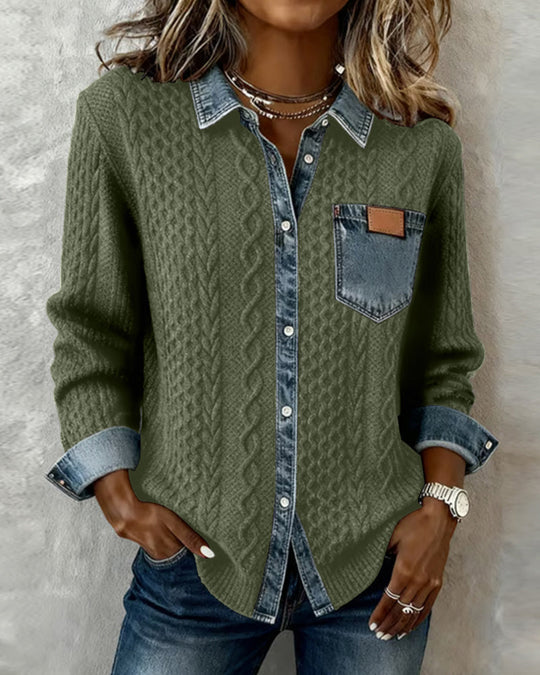Chemise Manches Longues À Patchwork Jean