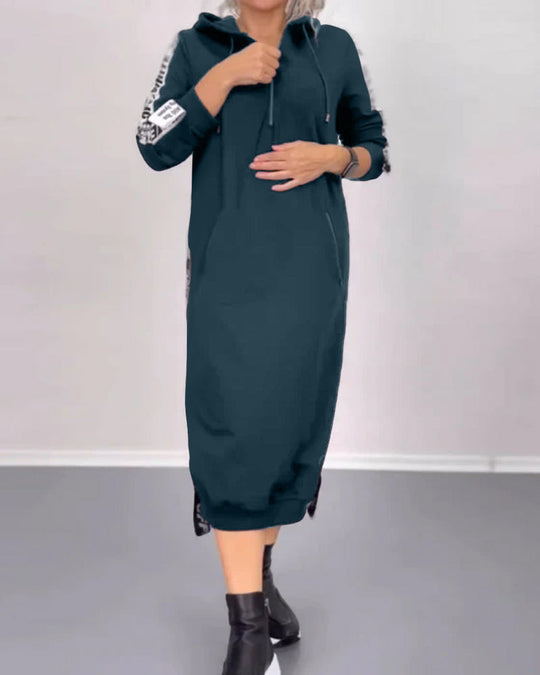 Robe décontractée à capuche zippée