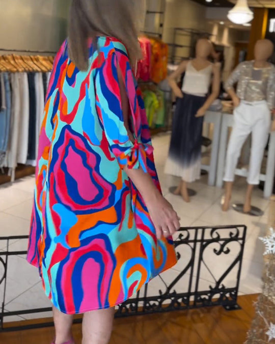 Robe ample imprimée à col rond