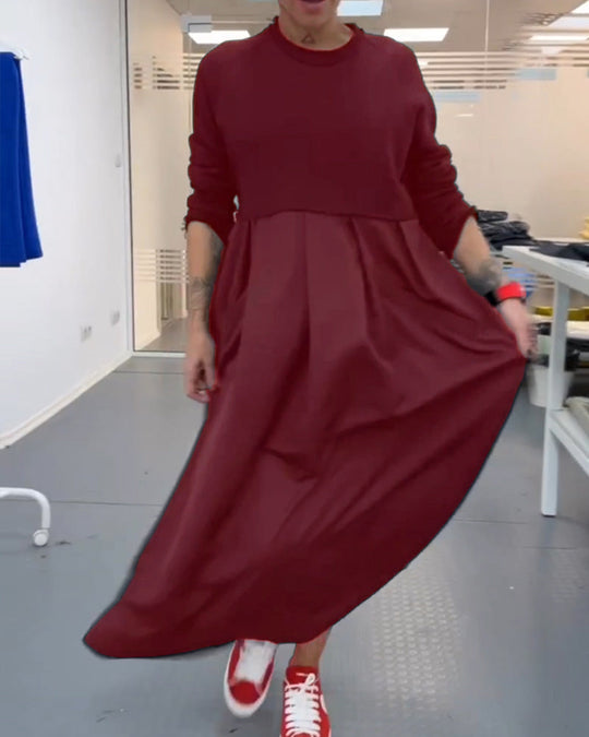 Robe longue décontractée de couleur unie