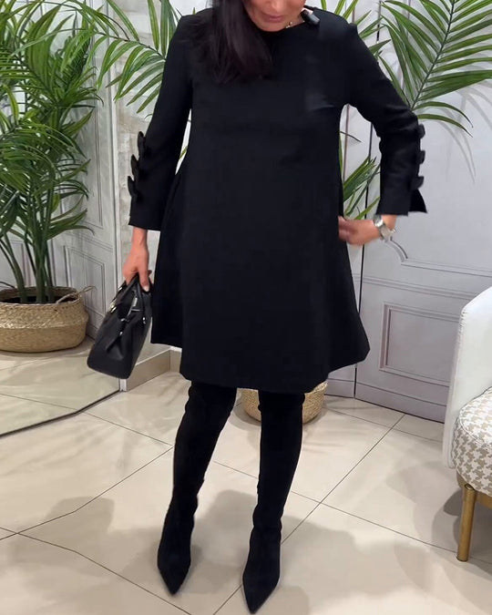 Robe décontractée au genou avec manches longues