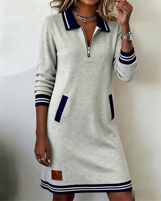 Robe À Manches Longues Avec Zip Et Revers