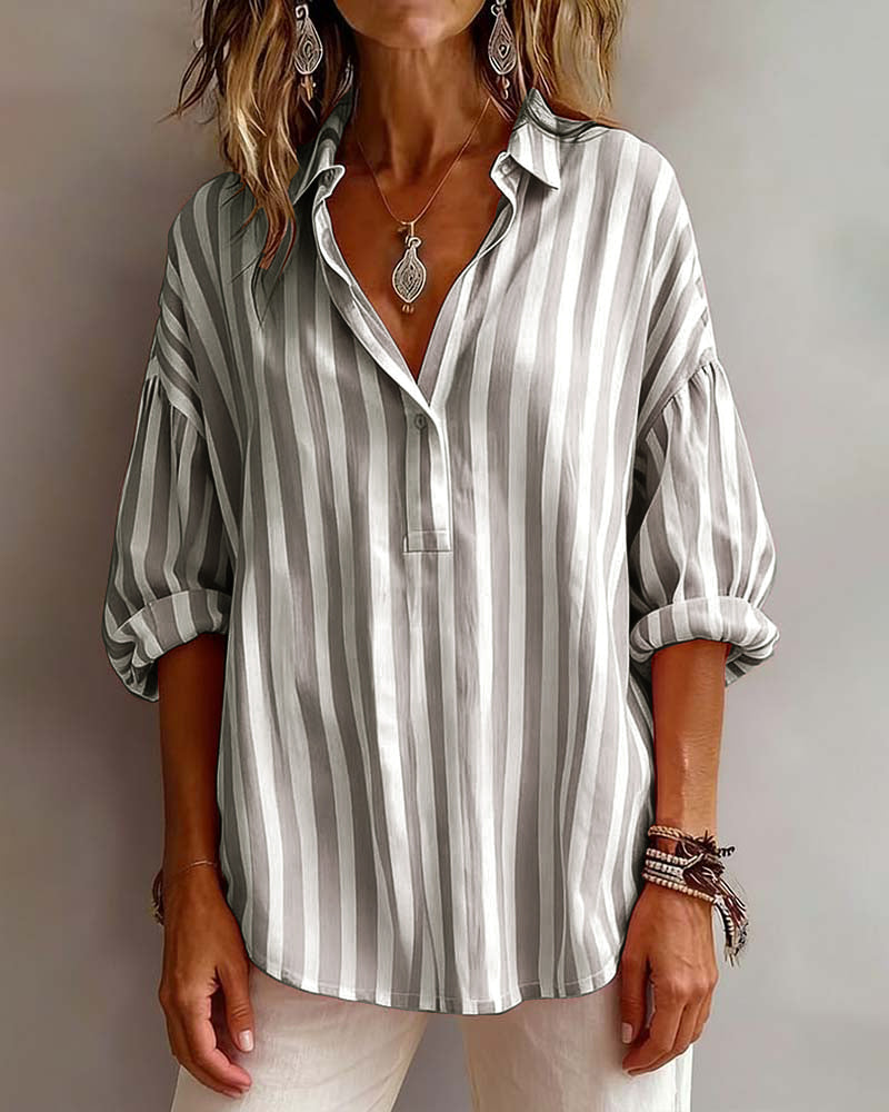 Blouse Rayée Ample À Col