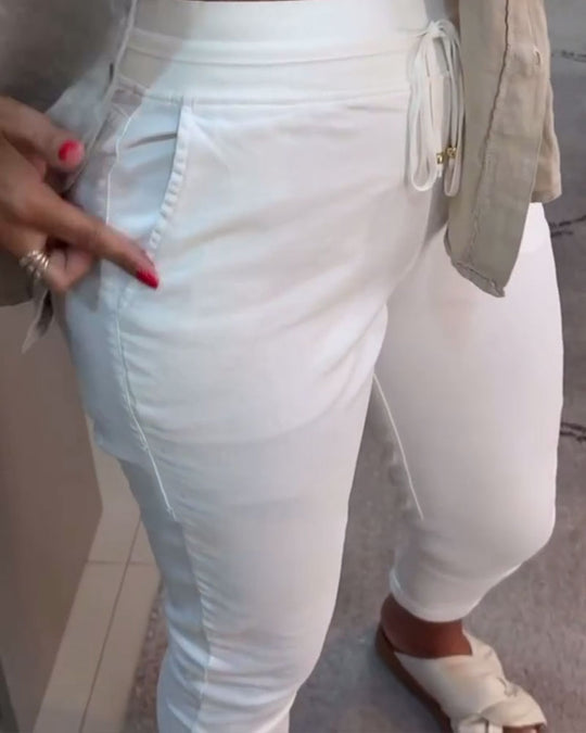 Pantalon Fuselé Décontracté Avec Cordon