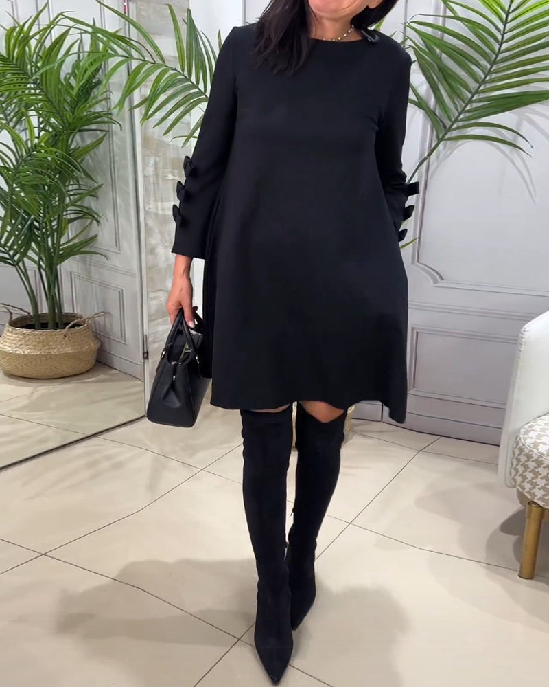 Robe décontractée au genou avec manches longues