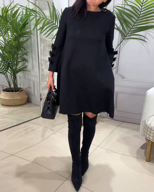 Robe décontractée au genou avec manches longues