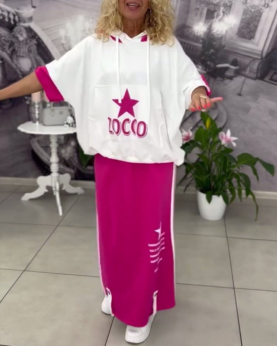 Ensemble À Capuche Cordon Jupe Imprimée